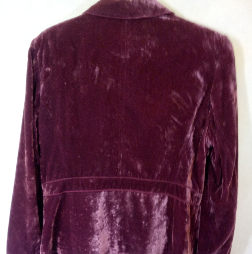 Velvet Button Down Plum Blazer Jacket By Axcess Size 14 Womens Fashion - Picture 3 of 4